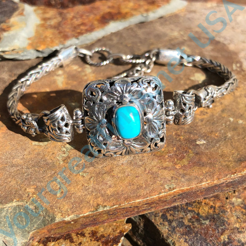 Sterling Silver & Turquoise Cable Bracelet Bracelet