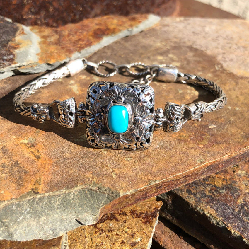 Sterling Silver & Turquoise Cable Bracelet Bracelet