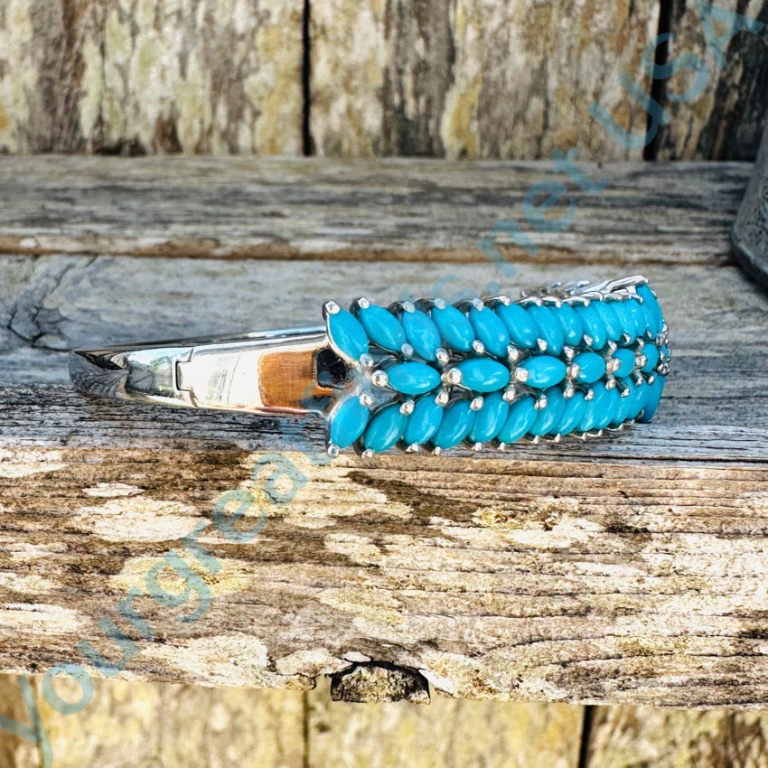 Sterling Silver Turquoise Cluster Bangle Bracelet Bracelet