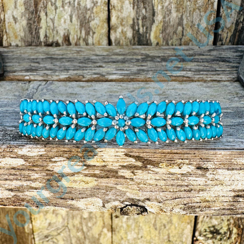 Sterling Silver Turquoise Cluster Bangle Bracelet Bracelet