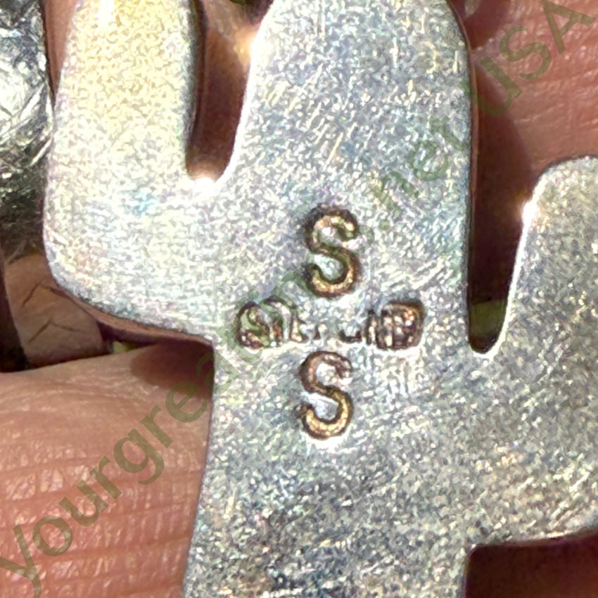 Sterling Silver Turquoise Coral Saguaro Cactus Pendant pendant