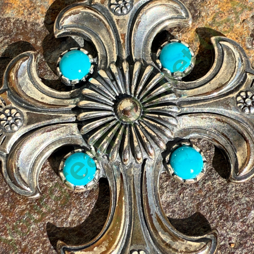 Sterling Silver & Turquoise Cross Pendant Carolyn Pollack Retired