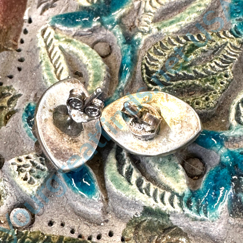 Sterling Silver Turquoise Dots Pierced Post Earrings