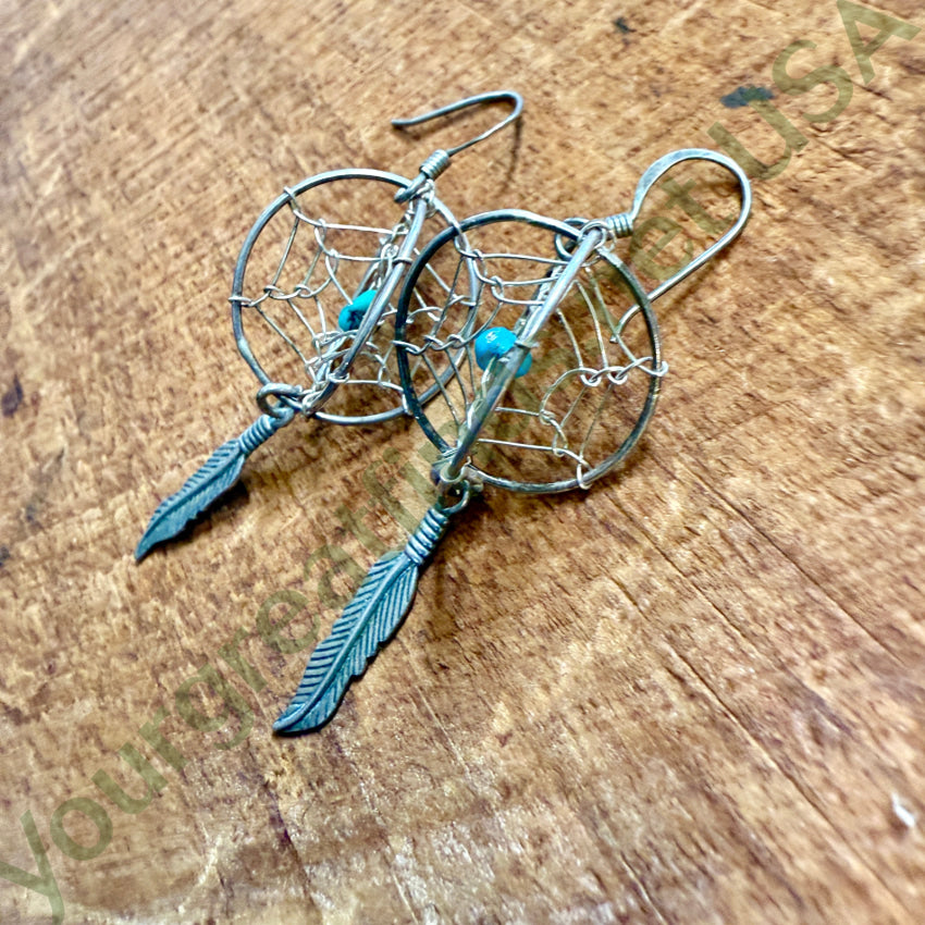 Sterling Silver Turquoise Double Dreamcarcher Pierced Earrings test earrings