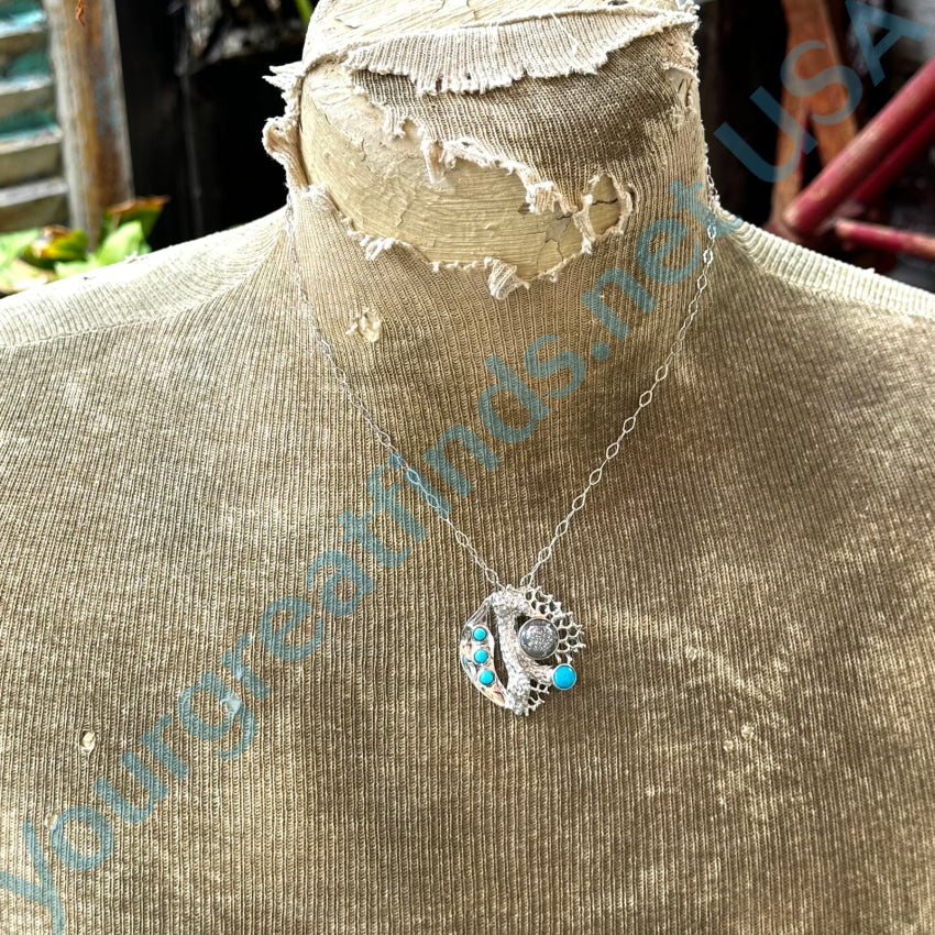 Sterling Silver Turquoise & Druzy Necklace Necklace