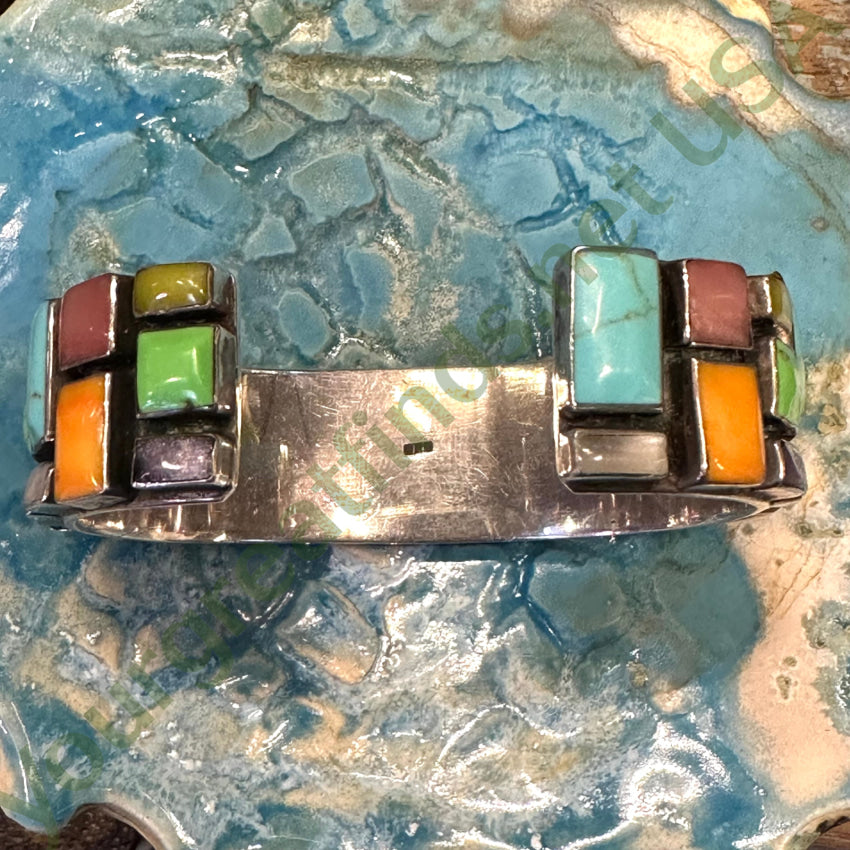 Sterling Silver Turquoise Gemstone Confetti Cuff Bracelet