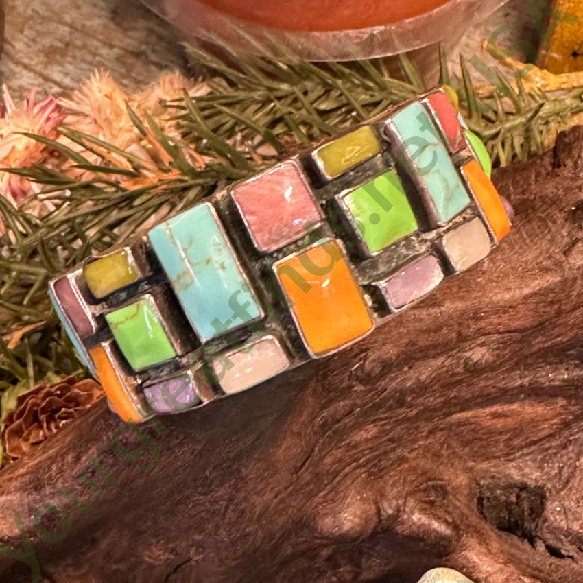 Sterling Silver Turquoise Gemstone Confetti Cuff Bracelet