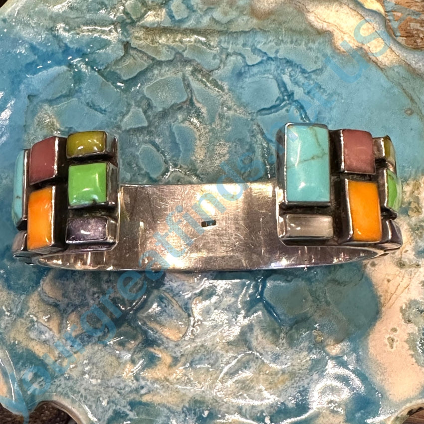 Sterling Silver Turquoise Gemstone Confetti Cuff Bracelet