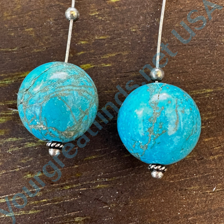 Sterling Silver & Turquoise Globe Shoulder Duster Pierced Earrings Earrings