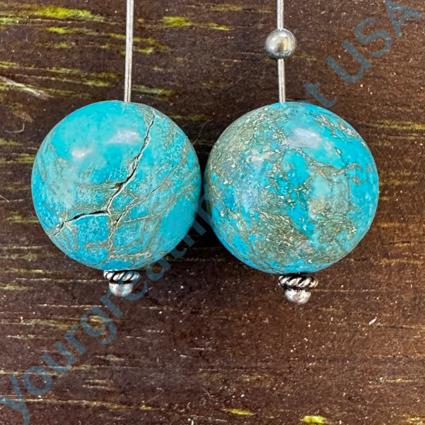 Sterling Silver & Turquoise Globe Shoulder Duster Pierced Earrings Earrings