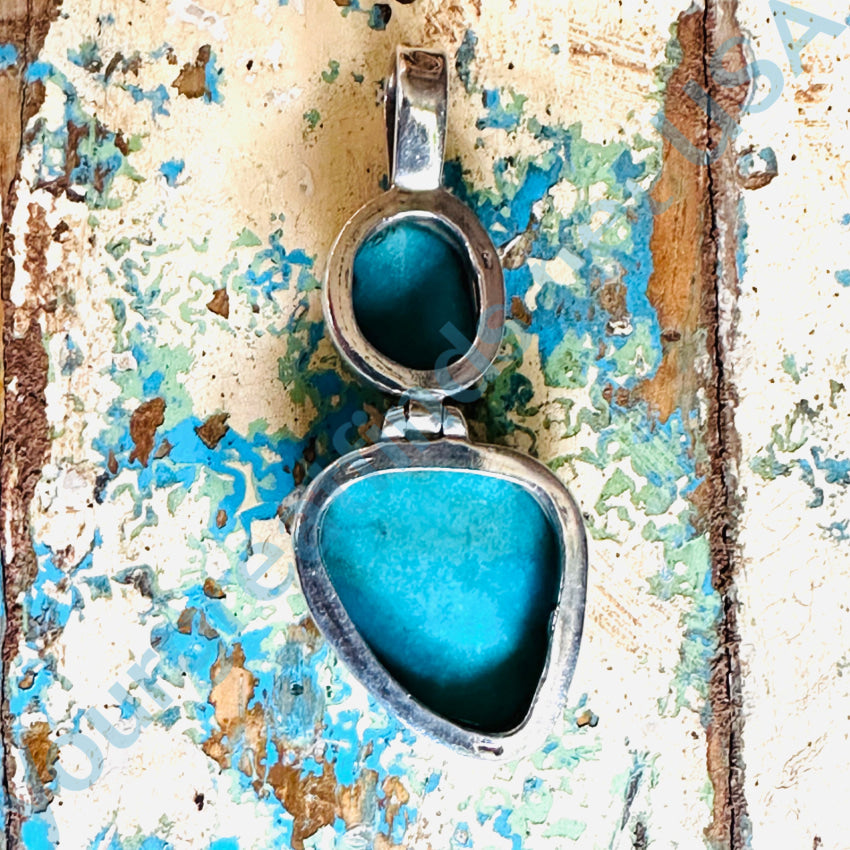 Sterling Silver & Turquoise Large Double Pendant Pendant