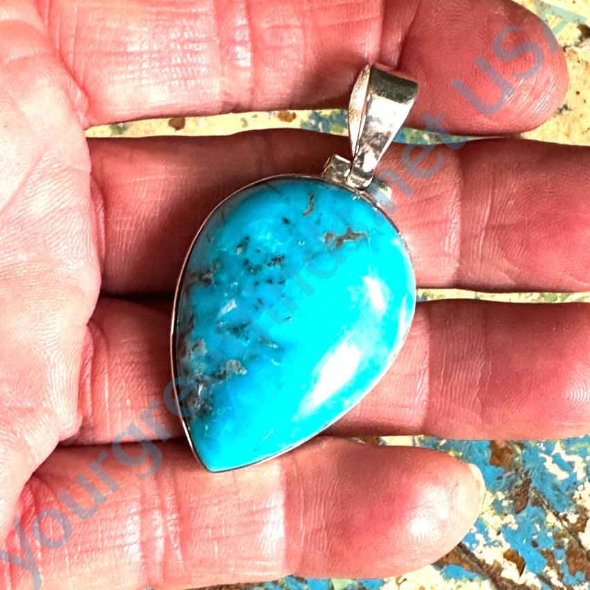 Sterling Silver & Turquoise Large Pendant Pendant