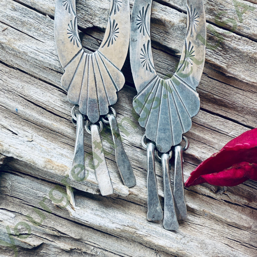Sterling Silver & Turquoise Navajo Shoulder Duster Earrings earrings