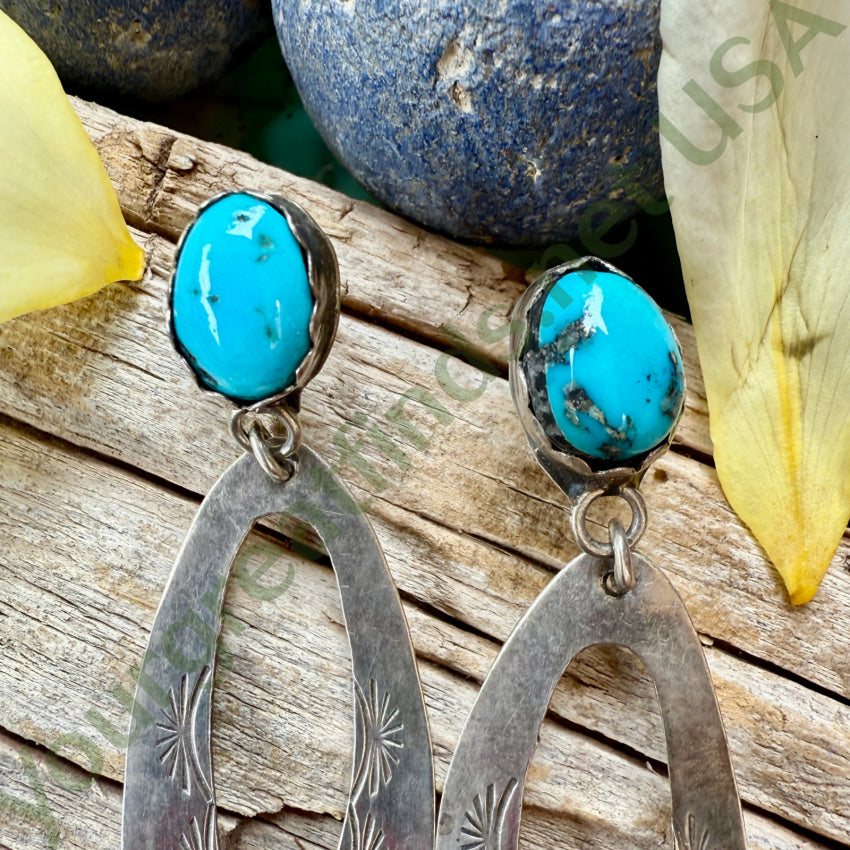 Sterling Silver & Turquoise Navajo Shoulder Duster Earrings earrings