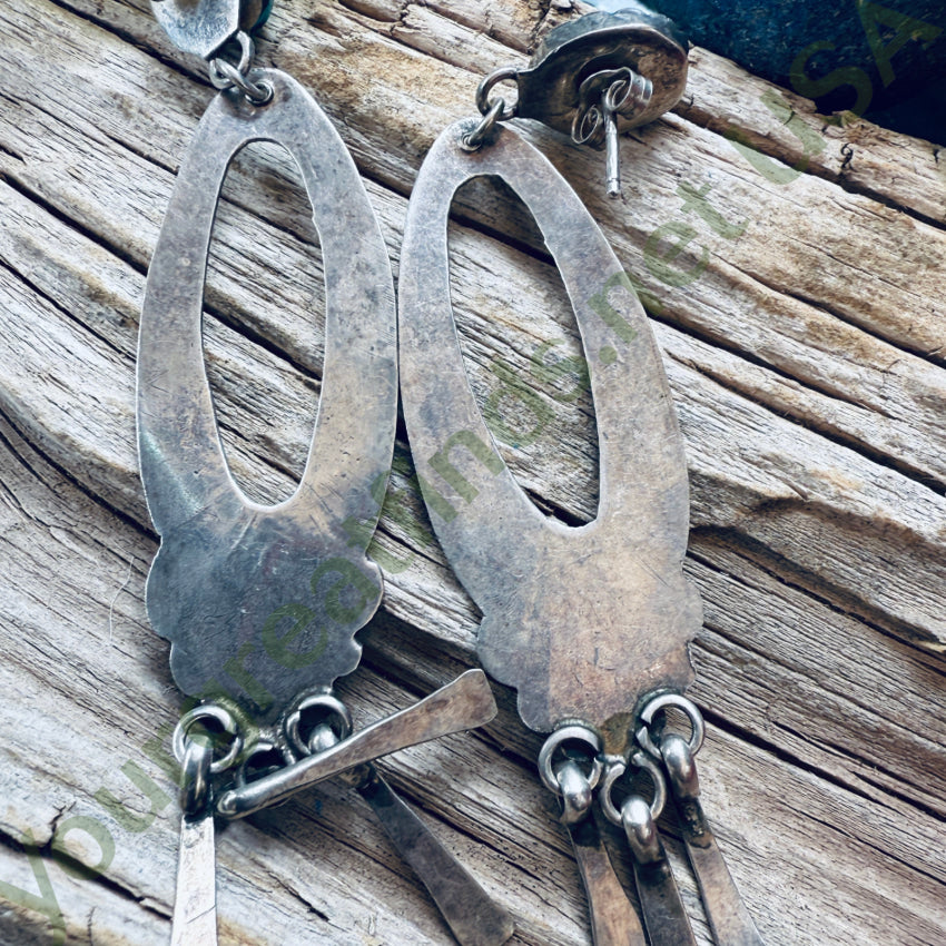 Sterling Silver & Turquoise Navajo Shoulder Duster Earrings earrings