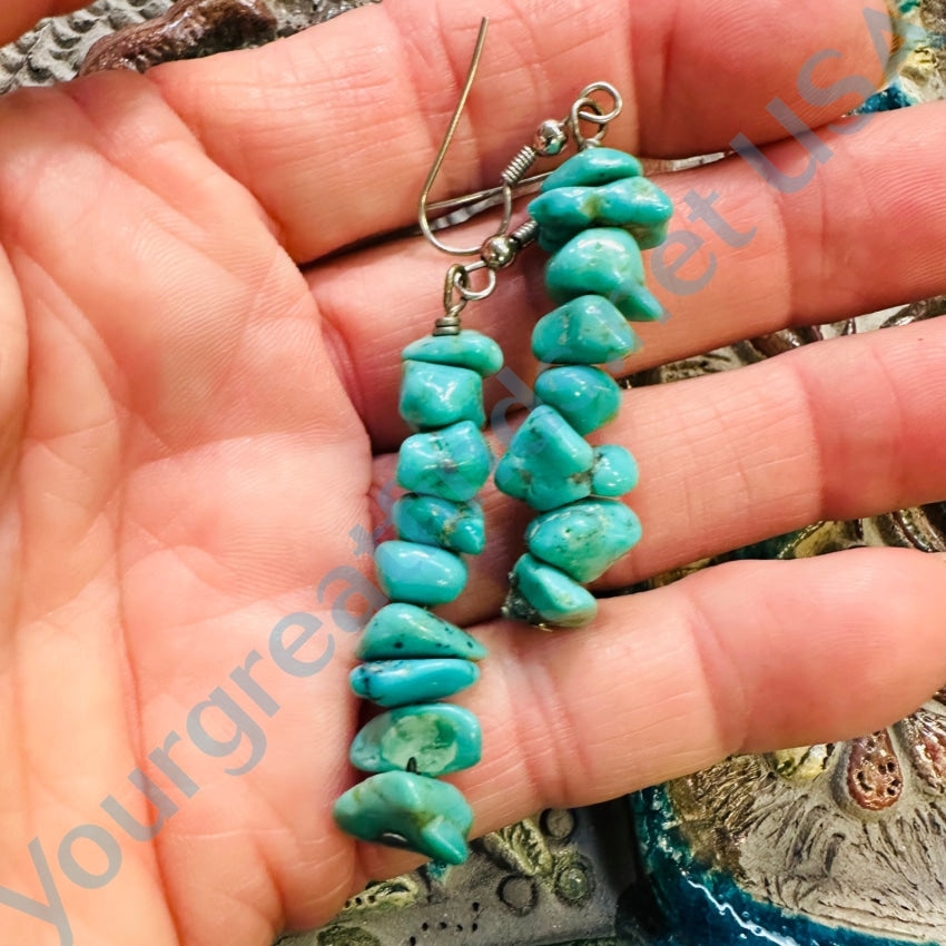 Sterling Silver Turquoise Nugget Bead Pierced Earrings Apparel & Accessories