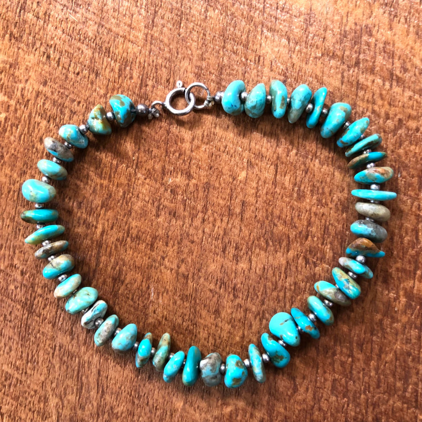 Sterling Silver Turquoise Nugget Beaded Bracelet Bracelet