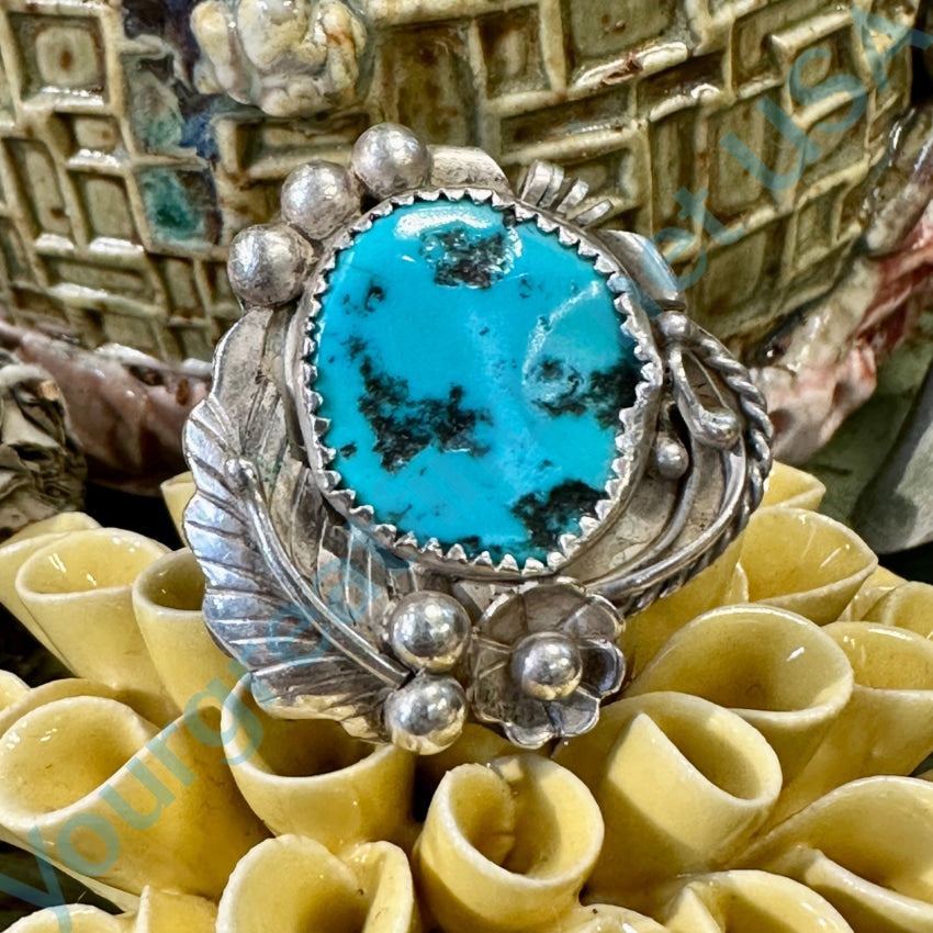 Sterling Silver Turquoise One Feather Ring