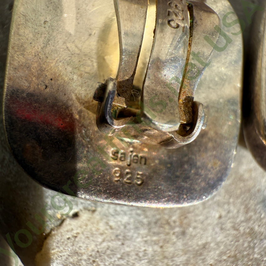 Sterling Silver Turquoise Opal Sajen Clip On Earrings