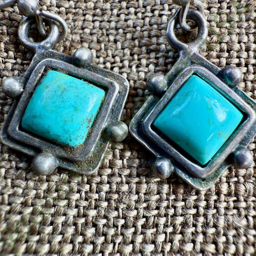 Sterling Silver Turquoise Pierced Earrings earrings