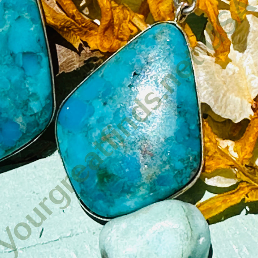 Sterling Silver & Turquoise Pierced Post Earrings Jewelry