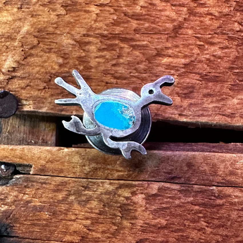 Sterling Silver & Turquoise Quail Straight Back Pin Tie Tack Tie Tack Pin