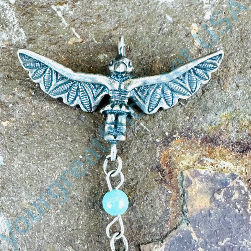 Sterling Silver Turquoise & Quartz Point Eagle Dancer Pendant Pendant