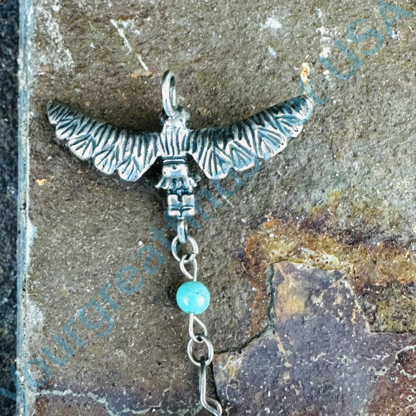 Sterling Silver Turquoise & Quartz Point Eagle Dancer Pendant Pendant