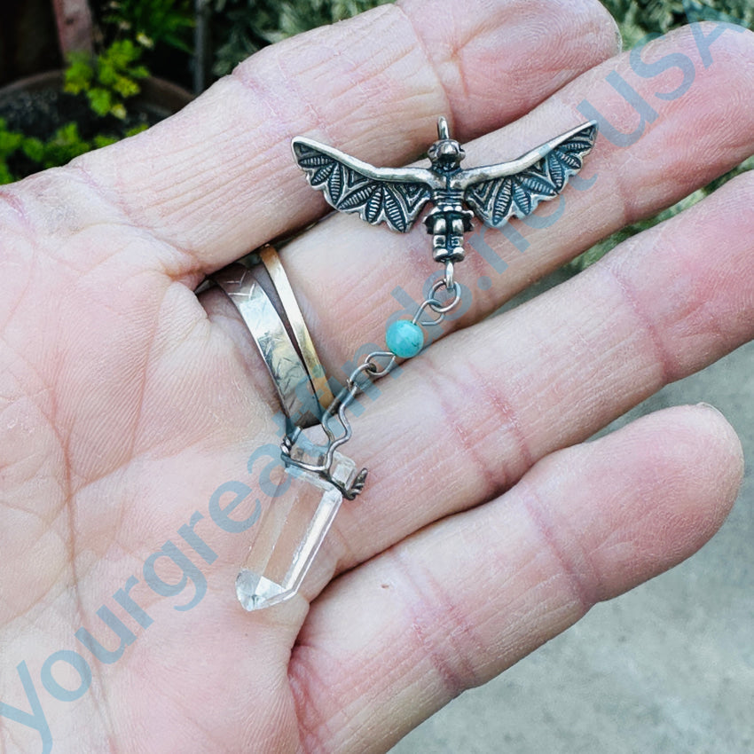 Sterling Silver Turquoise & Quartz Point Eagle Dancer Pendant Pendant