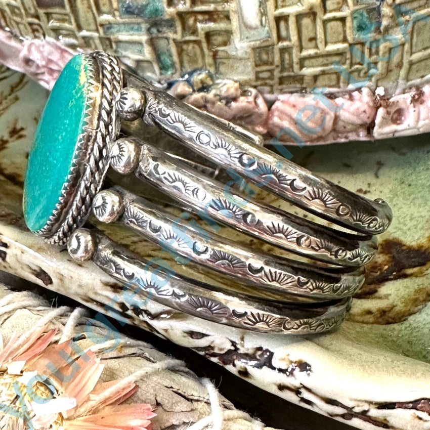Sterling Silver Turquoise Raindrop Bracelet Sonny Spruce Navajo 1999