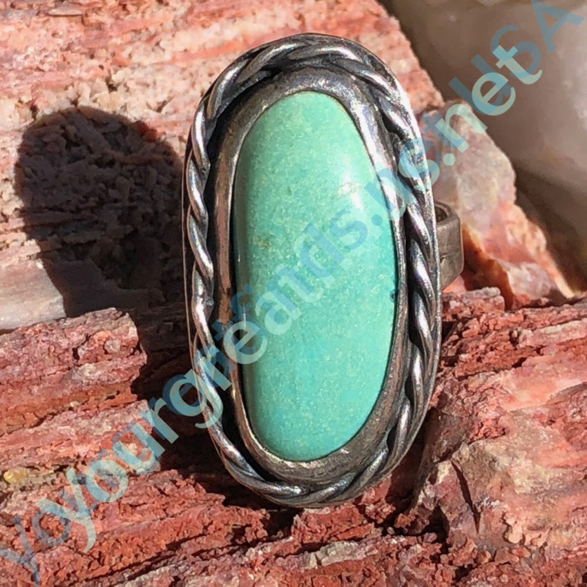 Sterling Silver Turquoise Ring with Open Back Size 6 Yourgreatfinds