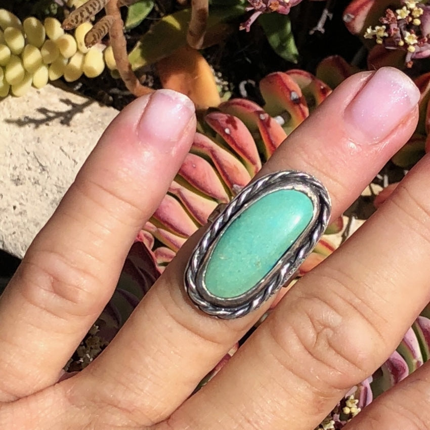 Sterling Silver Turquoise Ring with Open Back Size 6 Yourgreatfinds