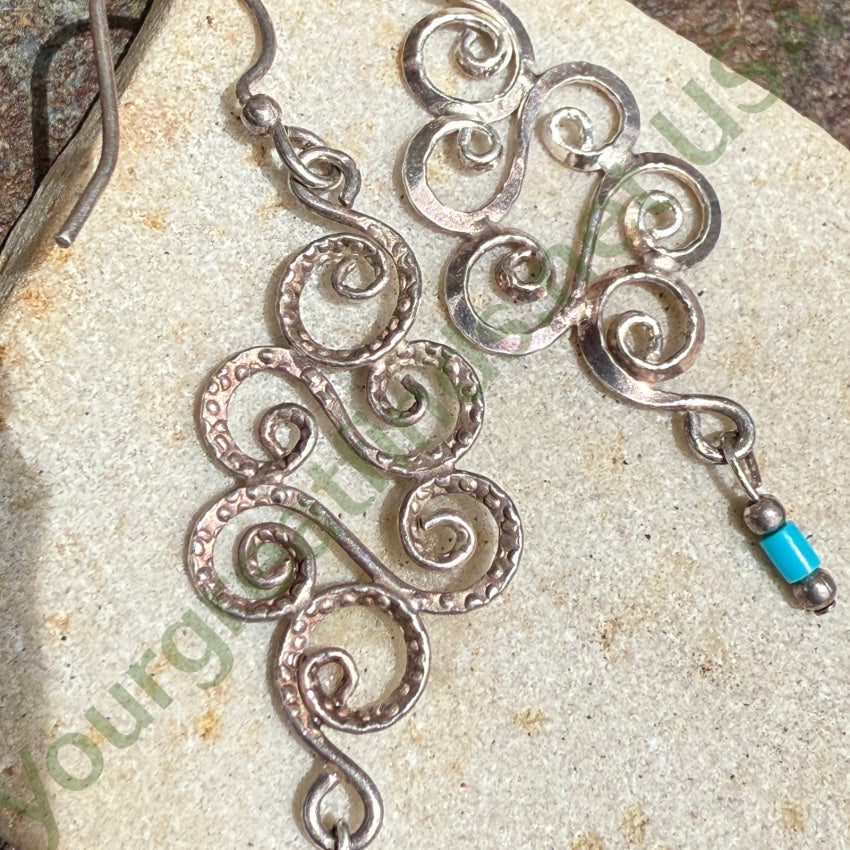 Sterling Silver & Turquoise Spiral Pierced Earrings Earrings
