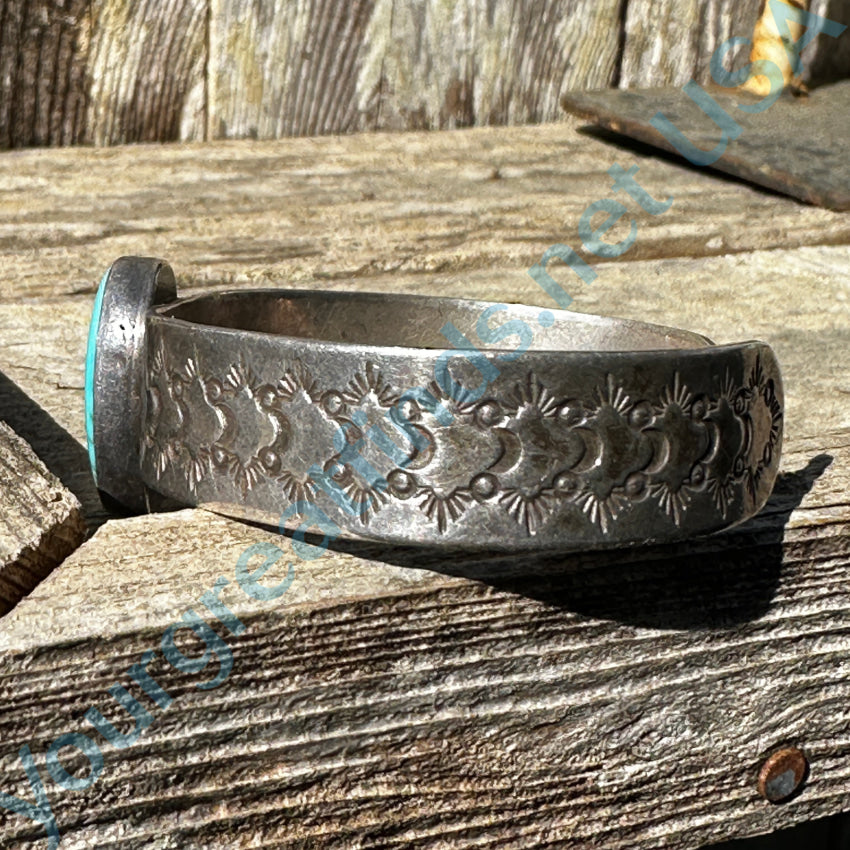 Sterling Silver & Turquoise Stamp Decorated Cuff Bracelet Bracelet