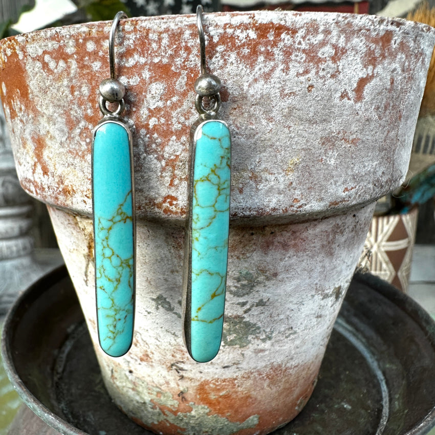 Sterling Silver & Turquoise Stick Pierced Earrings Earrings