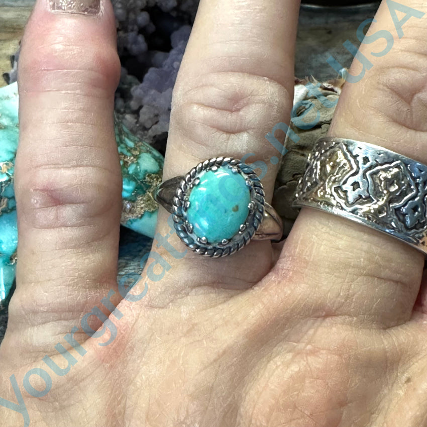 Sterling Silver &amp; Turquoise Trading Post Ring Fred Harvey Era 9