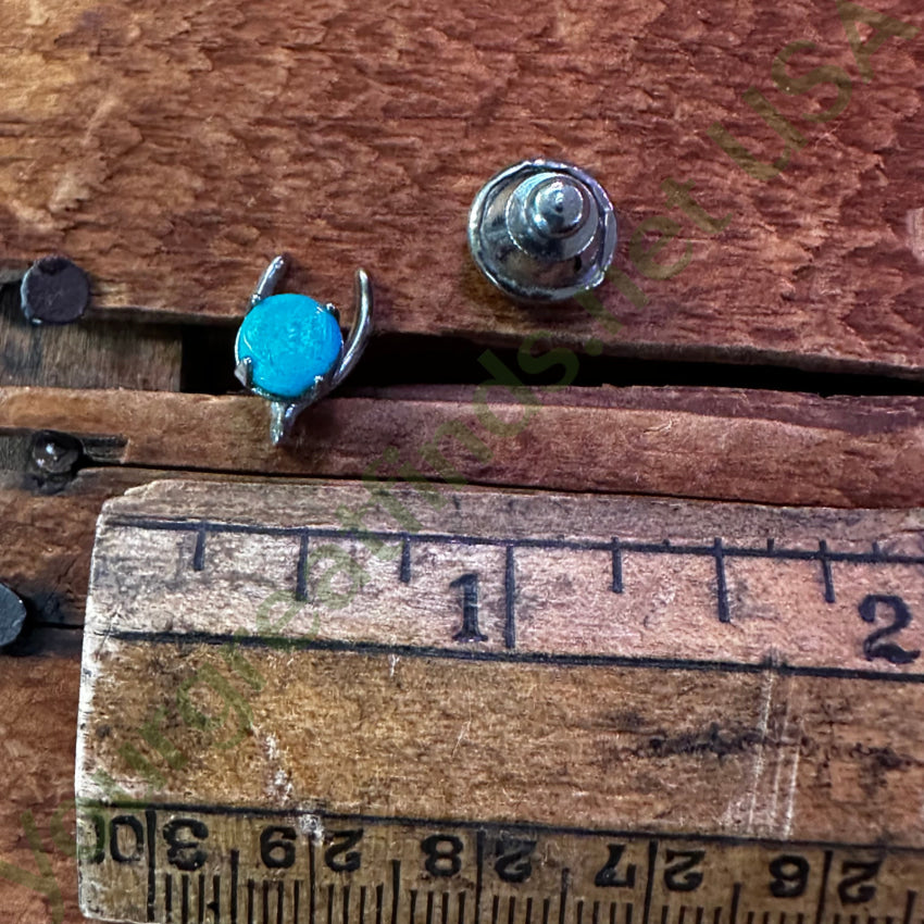 Sterling Silver & Turquoise Wishbone Straight Back Pin Tie Tack Tie Tack Pin