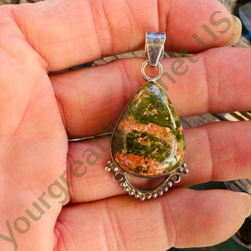 Sterling SIlver Unakite Pendant pendant