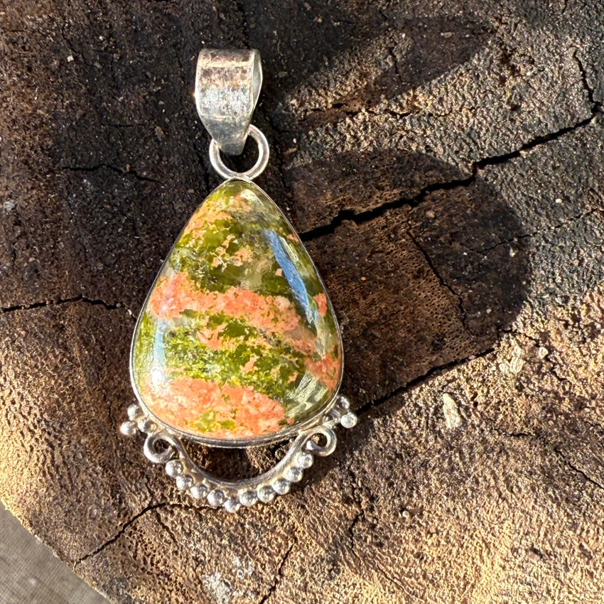 Sterling SIlver Unakite Pendant pendant
