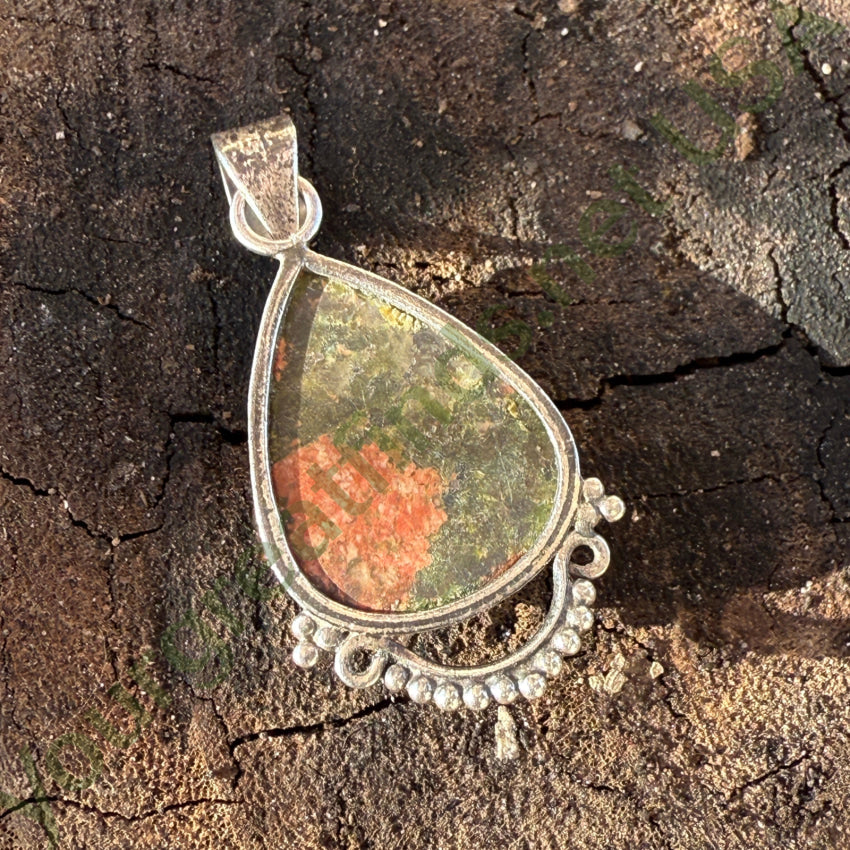 Sterling SIlver Unakite Pendant pendant