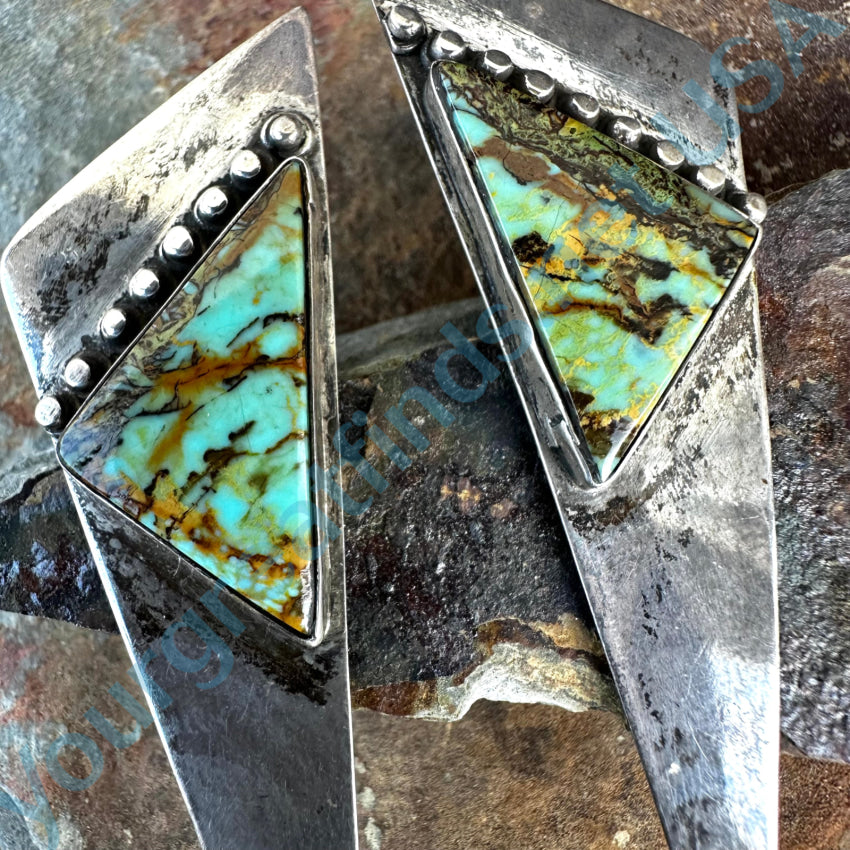 Sterling Silver & Vibrant Turquoise Triangle Pierced Post Earrings Earrings