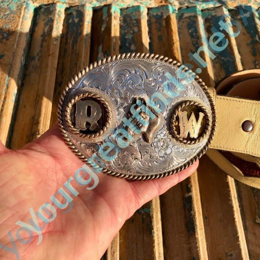 Sterling Silver Wage Western Trophy Buckle Tony Lama Belt Yourgreatfinds