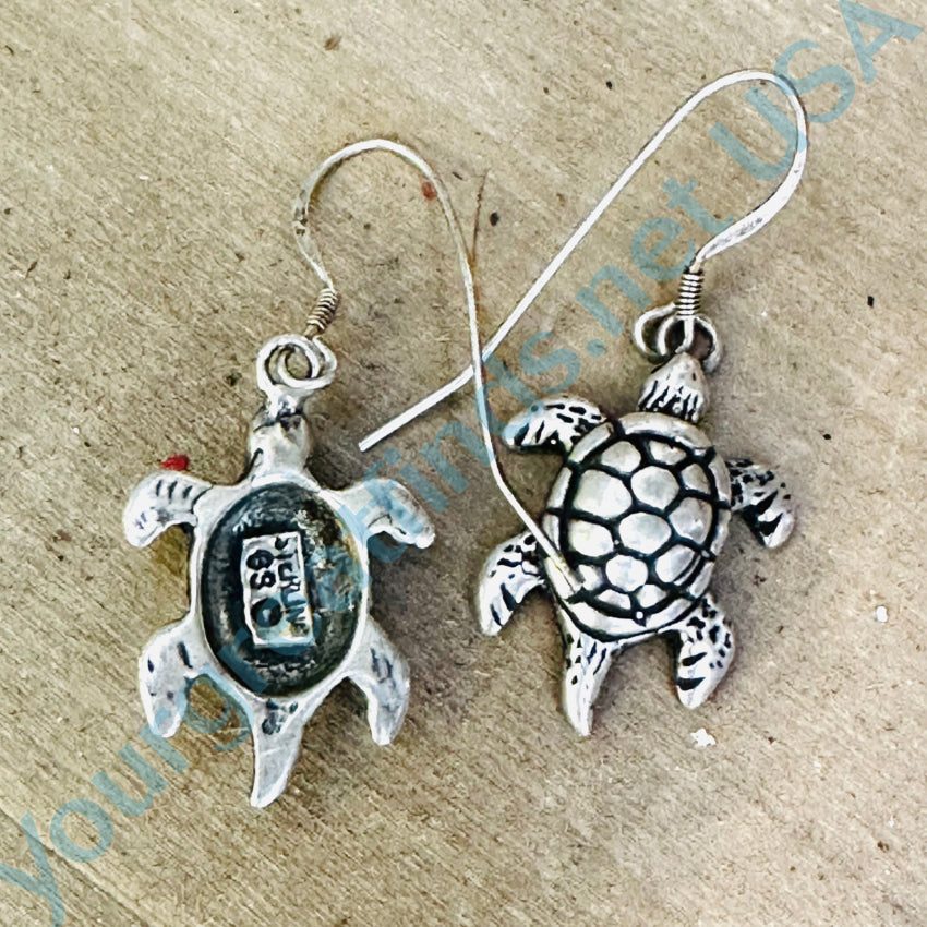 Sterling Silver Water Turtle Pierced Earrings