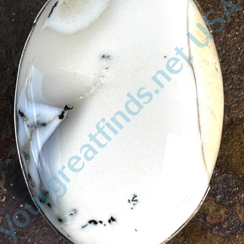 Sterling Silver & White Dendritic Agate Pendant Pendant