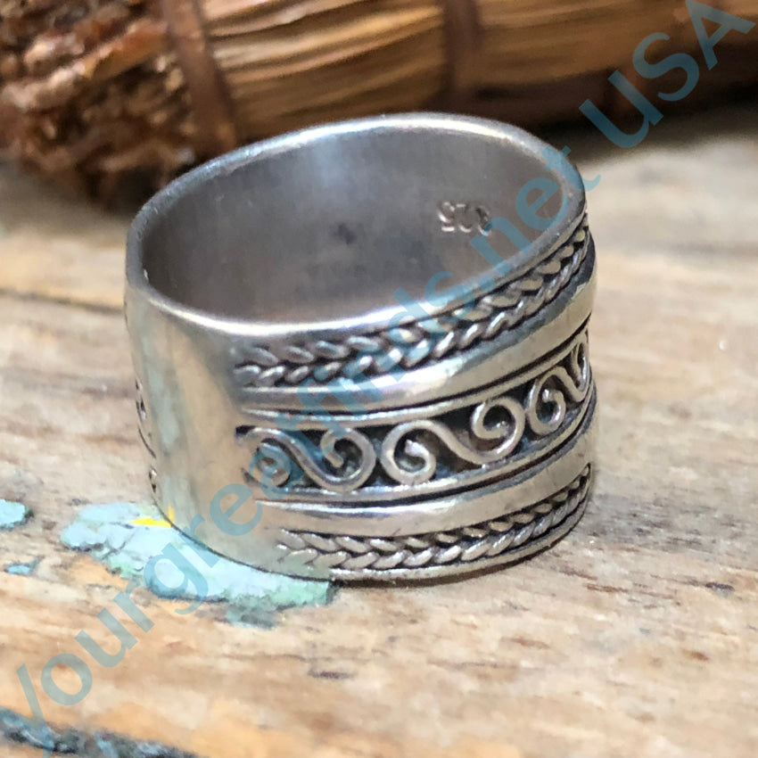 Sterling Silver Wide Band Ring Size 7.5 Ring