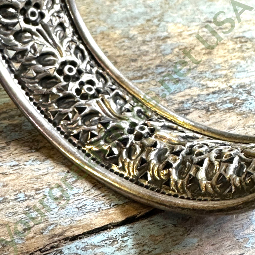 Sterling Silver Wide Floral Cuff Bracelet