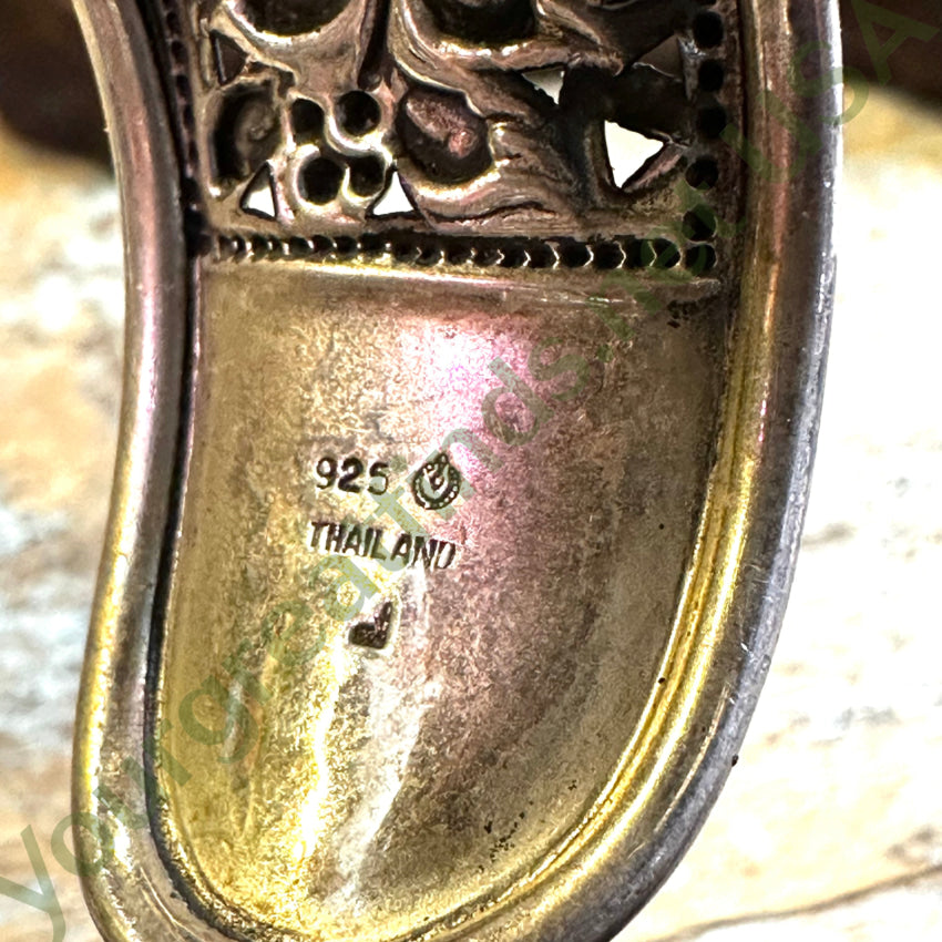 Sterling Silver Wide Floral Cuff Bracelet