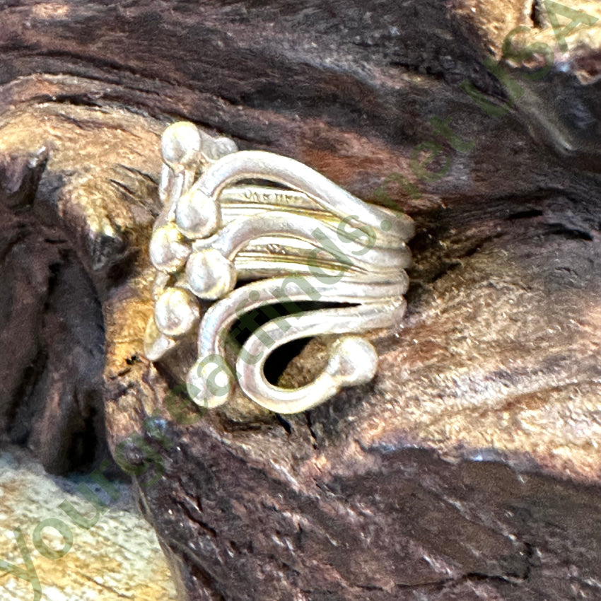 Sterling Silver Wire Art Wide Band Ring Adjustable