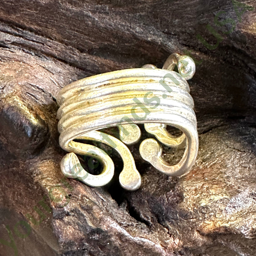 Sterling Silver Wire Art Wide Band Ring Adjustable