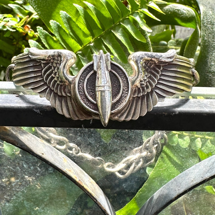Sterling Silver Wwii Army Air Force Winged Bombardier Bracelet Artifact Jewelry